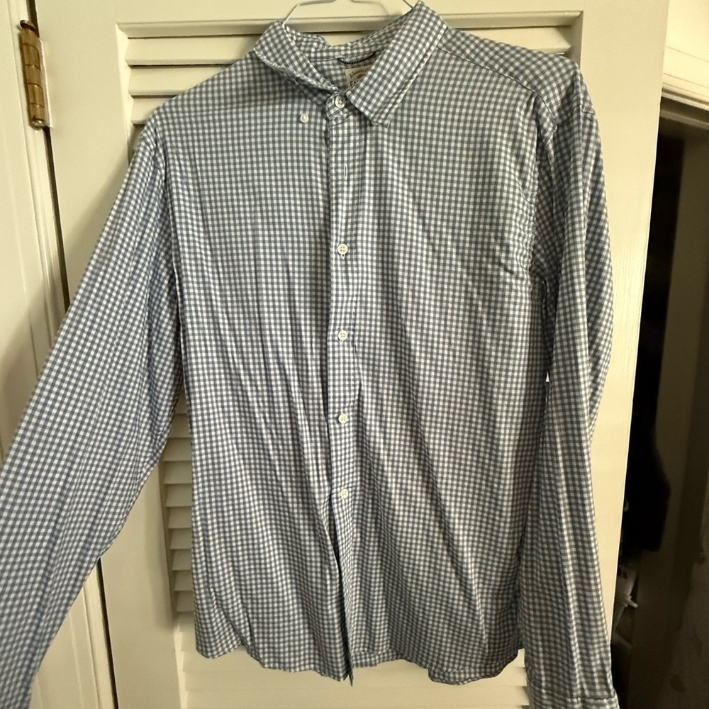 Faherty Blue and White Checkered Casual Shirt